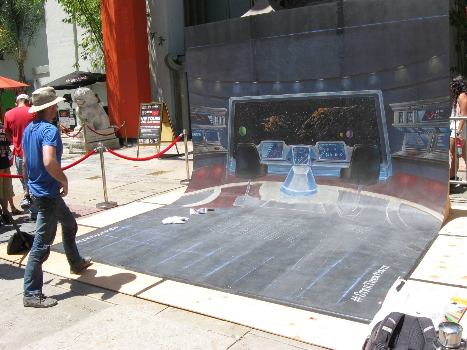 Image: A Star Trek: Beyond chalk drawing in front of the Mann's Chinese Theatre
