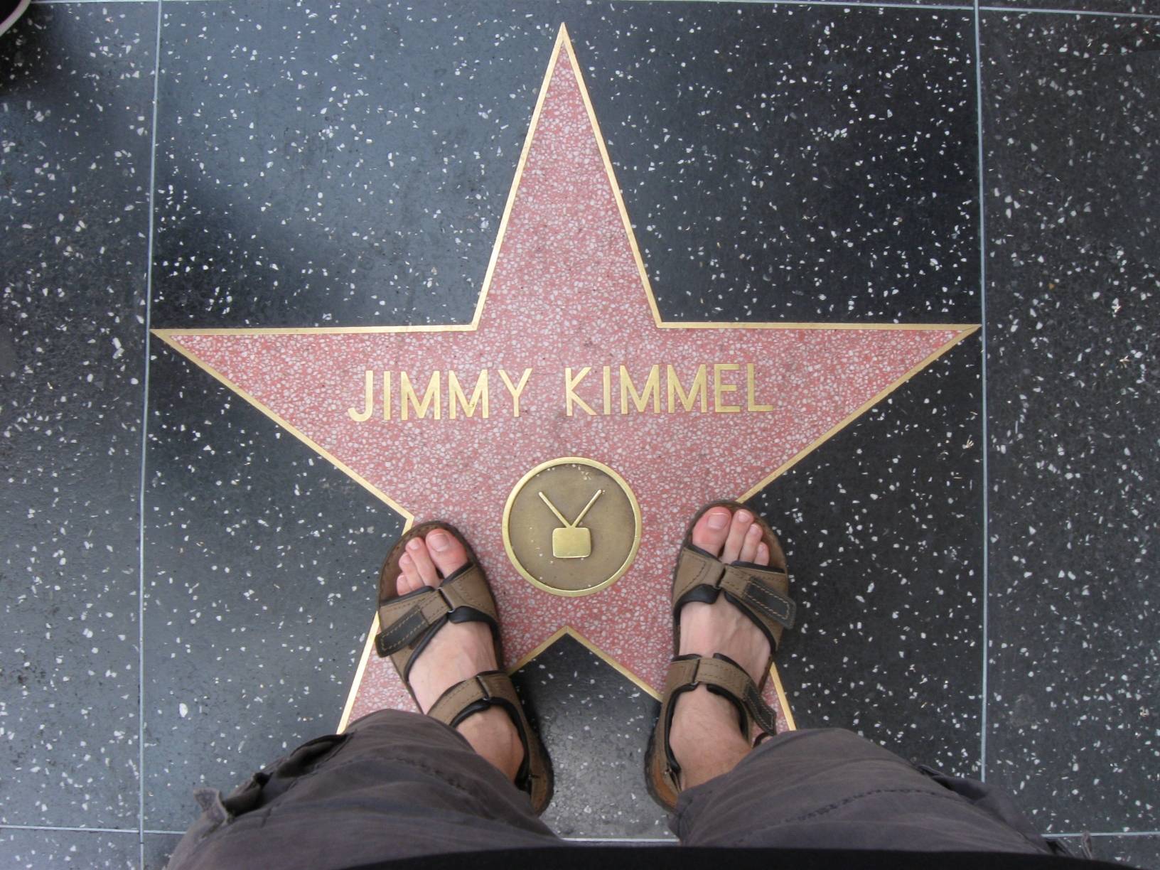 Image: Me standing on the Jimmy Kimmel's tile on the Walk of Fame in front of the Jimmy Kimmel Live studio
