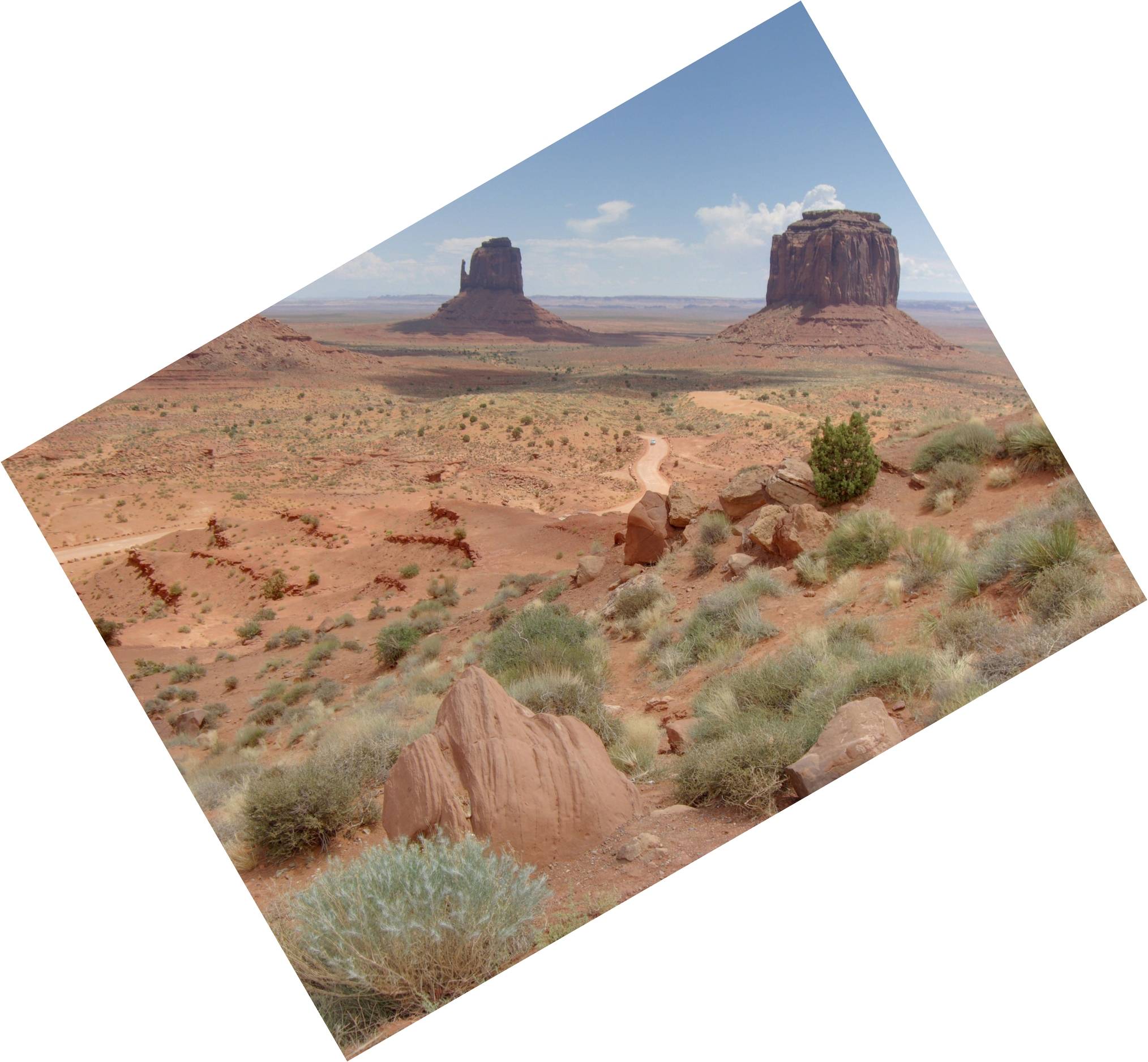 Image: The Merrick (left) and the East Mitten (right) buttes as seen from the Visitor Center