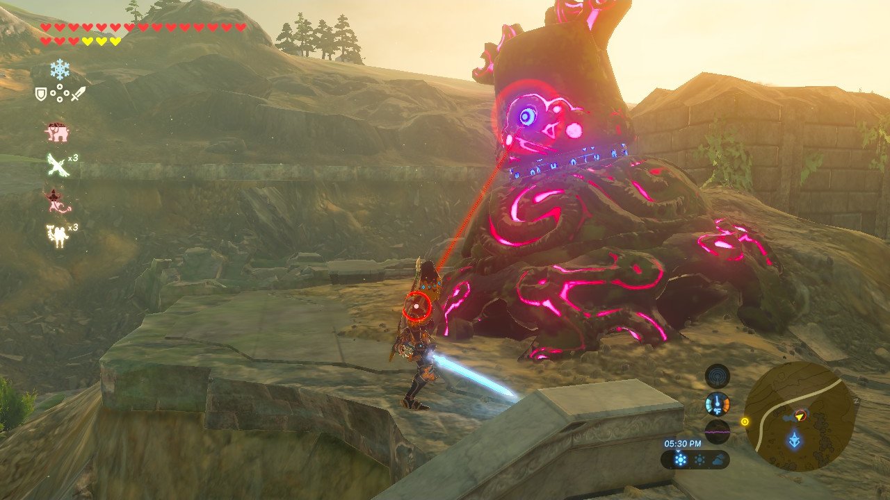 Image: Bravely (or perhaps foolishly) engaging a Guardian in melee combat