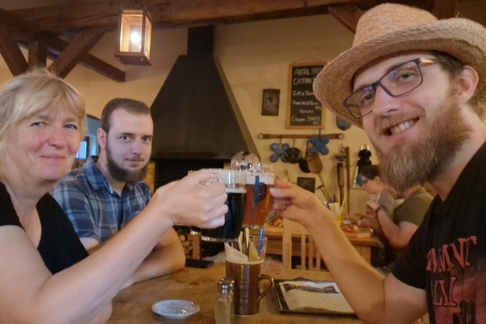 Spending the evening with my brother and mom at Klášterní šenk and tasting their own Benedict Klášterní IPA beer
